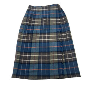 Vintage Rafaella Plaid Lined Fringe Lined Wrap Skirt 100% Wool Blend Size 12P